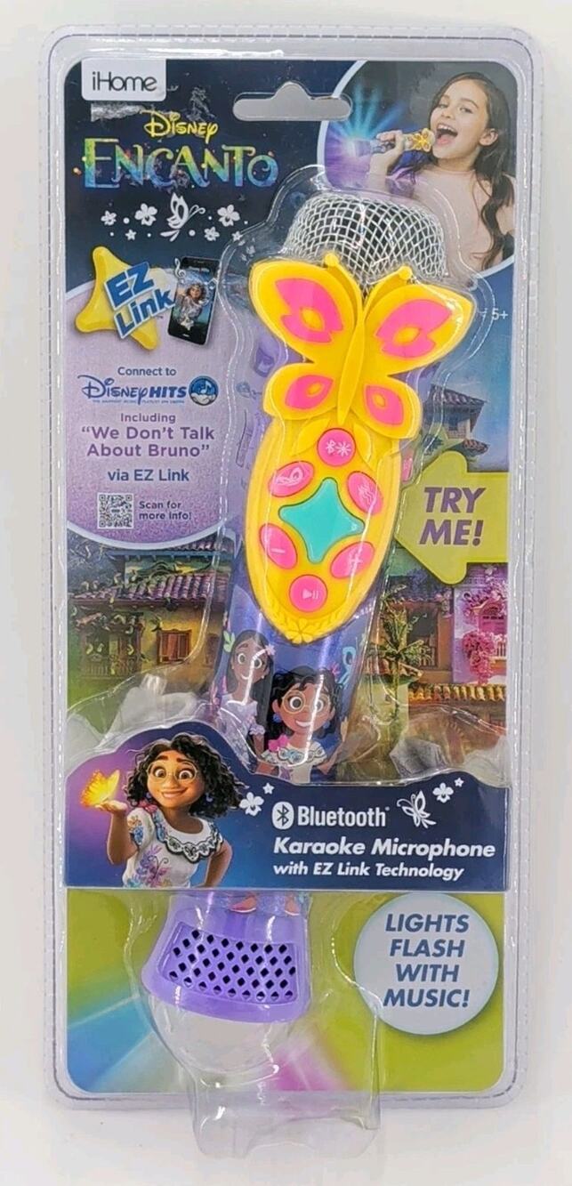eKids Disney Encanto Bluetooth Karaoke Microphone EZ Link Toy Flashing Lights...
